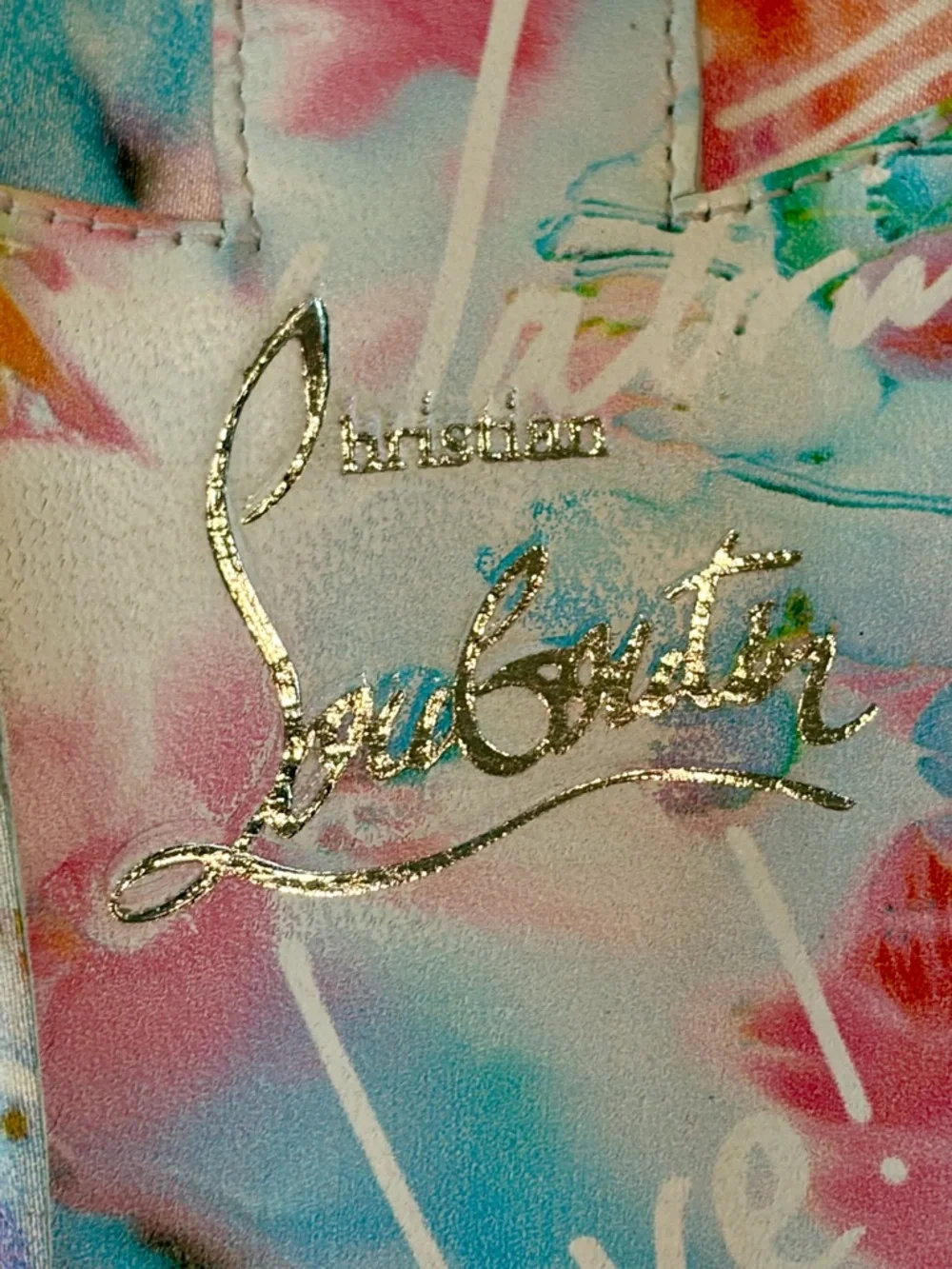 Christian Louboutin Satin Heeled Slides,“Nicol is back” print, multi, 36, EUC - Picture 4 of 15